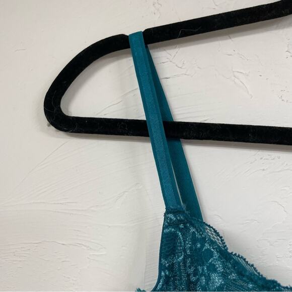 Intimint Teal Green Lace Demi Underwire Push Up Bra 34B Girly Romantic Lingerie - Picture 3 of 8